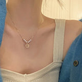 Galaxy Silver Pearl Necklace-Outfit