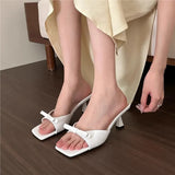 Women's New French Pink Bow Sandals In The Summer Of