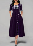 Temperament Commute Round Neck Color Half Sleeve Irregular Long