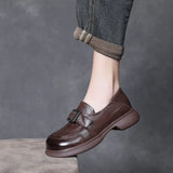 Cowhite Retro English Style Happy Shoes Women Spring And Autumn New Casual Small Leather Shoes Single Shoes