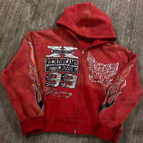 H-Hang Hop Star Girl Printed Black Zipper Hoodie Woman 2025 Y2k Harajuku Jacket