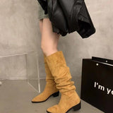High-Heeled Kaqi Heap Boots Boots Women's Shoes 2025 New Spring And Autumn Winter Thin Long-Sleeve Knight