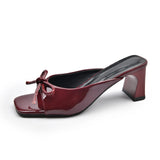 Bow Coarse And Cool Slippers Women Wear 2025 New Summer Large-Size Fish Mouth Open High
