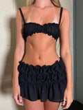 Ruched Bralette And Mini Skirt Set-Outfit