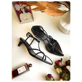 French Minimalist Fashion In The Summer Of 2025, Cat And Sandals Pointed Cross High-Heeled