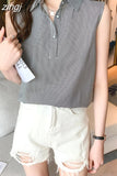 Summer Blouses for Women Stripe Womens Tops Shirt Chiffon Sleeveless Womens Blouses Basic Clothes for Women Sexy