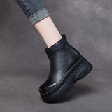 The Children Of Thin Boots Autumn And Winter New Cow Skin Pine Cake Bottom Leather Small Short Boots Soft Bottom Fashion Boots