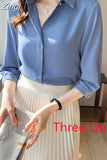 Shirts Women White Shirt Women Long Sleeve Shirts Blouse Satin Silk Blouse Ladies Tops 2023 Fashion Solid Woman