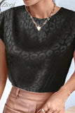 Short Sleeve Tops Fashion Leopard Print Blouse O-neck Women Shirts Casual Streetwear 2023 Loose Jacquard Clothes