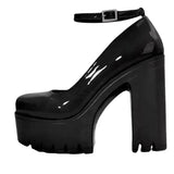New Fashion Buckle With Super Powder Thick Heel Single Shoes Women Wish Large Leather