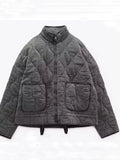 Temu Same Jacket Autumn And Winter New Top Lingge Quilt Cotton Suit Loose Coat