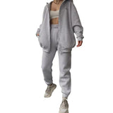 Women's Long-Sleeved Plus Velvet Trousers Casual Fashion Print Hooded Set