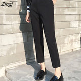 Pants Women Chiffon Harem Slender Black Office Lady All-match Black Ankle-length Chic Korean Style Stylish Spring