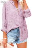 Color Hollow Chiffon Shirt Women's Spring/Summer 2023 New Tops Jacquard Button Long Sleeve Shirt Women Clothes