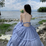 Zingj Senior Sense Pure Wind Super Good-Looking Dress Super Fairy Sexy Back Seaside Travel Vacation