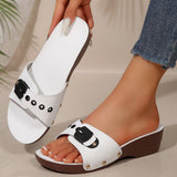 Belt Buckle Bottom One-Word Slippers Female Slope And Rivet Fish Mouth Slope And Beach Cold