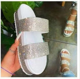 Women's Shoes Summer New Thick-Bottomed Color Drill Beach Slippers Fashion Casual Cool Slippers