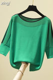 Fashion Women Tops Knitted Solid Tshirt Ice Silk Pullover Short Sleeve Loose Thin Tops Women's Clothing New Clothes