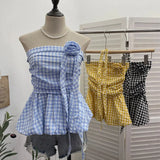 Lattice Tset Bra Sling Sling Vest Sleeveless T-Shirt Twive Tidal Twives Fluttering With Flower Top Woman
