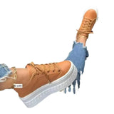 Single Shoe Thick Soles With Small White Shoes Women's Loose Cream Soles Sports Style Pure Color Board Shoes