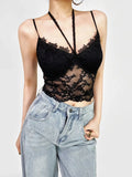 Wind Hanging Neck Lace Small Sling Female With Breast Pad Lace Hollow Design Sexy Hottie Small Vest