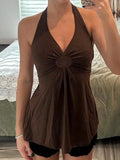 Sexy Lace Splicing Hanging Neck Bare Back A Sling Sling Vest Hottie Temperament Thin Knitting