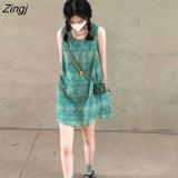 Dress Women Summer Fashion Loose Soft Mini Leisure Sweet Refreshing Retro Holiday Korean Style New Student Simple