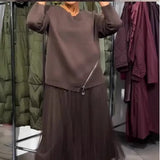 And Winter New Women's Round Collar Knitting Knitted Mesh Dress Casual