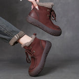 Layer Of Cowfleece Martin Boots Women Winter New Thick-Bottom Leisure Short Boots Warm Plus Cotton