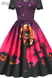 Dress Christmas Costume Women Lace Short Sleeve Hight Waist Vintage Evening Party Prom Casual