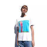 2025 New Women's Round Collar Short Sleeve Contrast Color Print T-Shirt 5644156
