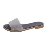 Women's Shoes 2025 Summer New Korean Version Of The Fashion Wearing Sandals Water Drill Flat Beach