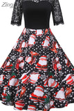 Women Christmas Dress Short Sleeve Lace Sexy Evening Party Dresses Tunic 50s Hepburn Elegant