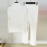 Fashion New Heavy Industry Nails Studded Suit Micro-Thorn Trousers Set Two