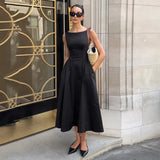 Famous Temperament Waistless Long Swing A Dress Simple Elegant Women Party Party Dress Dress