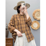 Spring And Autumn New Art Retro Long-Sleeved Shirt Women Loose Leisure Shirt Shirt Double Cotton Yarn