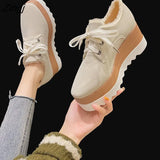 New Autumn Winter Women Plus Velvet Thick Warm Cotton Shoes Female Snow Boots Casual Increase Platform Thick Sole