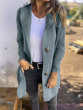And Winter New Solid-Color Hooded Knitted Cardigan Women's Long-Sleeved Sweater Coat Loose Single-Dbutton Pocket