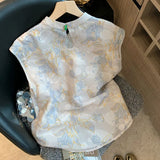 Chinese Collar Buckle Embroidered Jahua Sleeveless Shirt Women 2025 New Zen Age Reduction Chic Vest