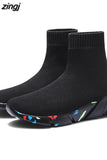 For Women Vulcanized Shoes Female Socks Shoes Trainers Women Slip-on Stretch Platform Shoes Black Sneaker