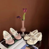 Jane Shoes Female Thick Heel And Velvet Fairy Bean Wool Shoes Winter Wear Soft Sole Night Wind Gentle Single Shoe