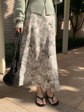 Xixi 2025 French-Style Retro-Screcent Garzre High-Rise Skirt A-Shaped Skirt Female
