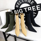 Shoes 2022 New Stretch Boots Autumn Shoes Pointed Toe High-heel Boots Stiletto Ankle Boots 3 Colour Female Short