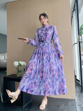 New Wooden Ear To The Waist Of The Thin Waist Goddess Vacation Seaside Long Dress 100 Folded Chiffon
