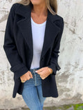Autumn And Winter New Women's Wool Coat Casual Loose Collar Fake Pocket Open