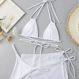 2021 New Drawstring Strap Solid Three-Piece Set Sexy