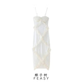 Women's Clothing 2025 Summer New Folding Lotus Side Spliced Open Slinging