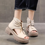 Platform Sandals Women's High Heel Women's Shoes 2025 Summer New Fish Mouth Shoes Rome Wedge Belt Buckle Sandals Women's