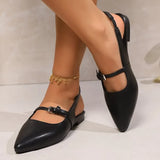 Summer Large-Size New Fashion Black One-Word Buckle Bunhead Behind The Empty Flat Bottom 42 Large-Size