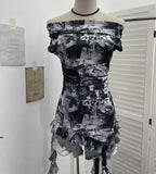 Shooting Holiday Wind Shoulder Folding Net Grums Flower Top Design Feeling Drift With Unique T-Shirt